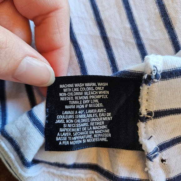 Boys Polo Ralph Lauren White Navy Blue Striped Short Sleeve Tee Size 8 - Picture 5 of 6